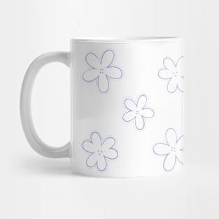 Minimal Abstract Flowers - White with pastel lilac purple border Mug